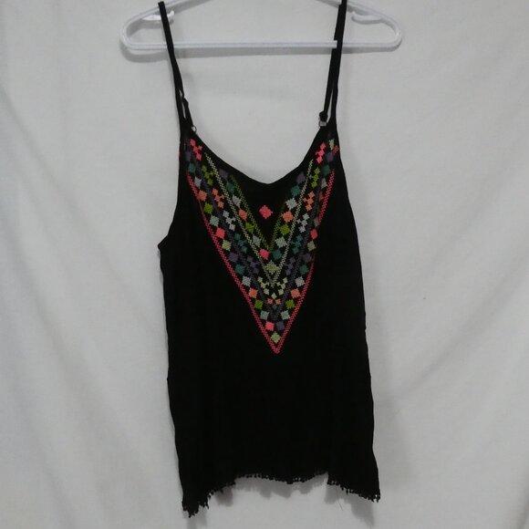 TORRID | size 0 | Black Top With Multicolor Embroidery - Picture 1 of 13